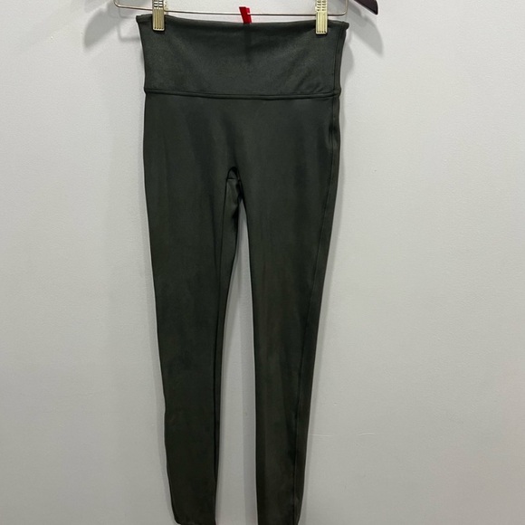 Olive Green Faux Leather Spanx Leggings - Picture 4 of 4